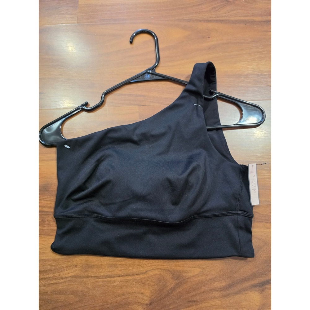 NWT Victoria's Secret On Point Sports Bra M Black One Shoulder 11200798